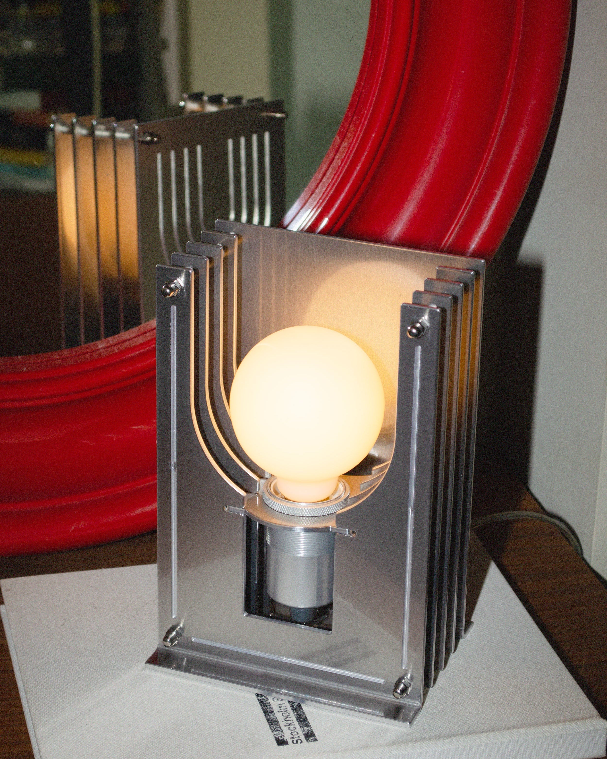 07 grid table lamp - silver