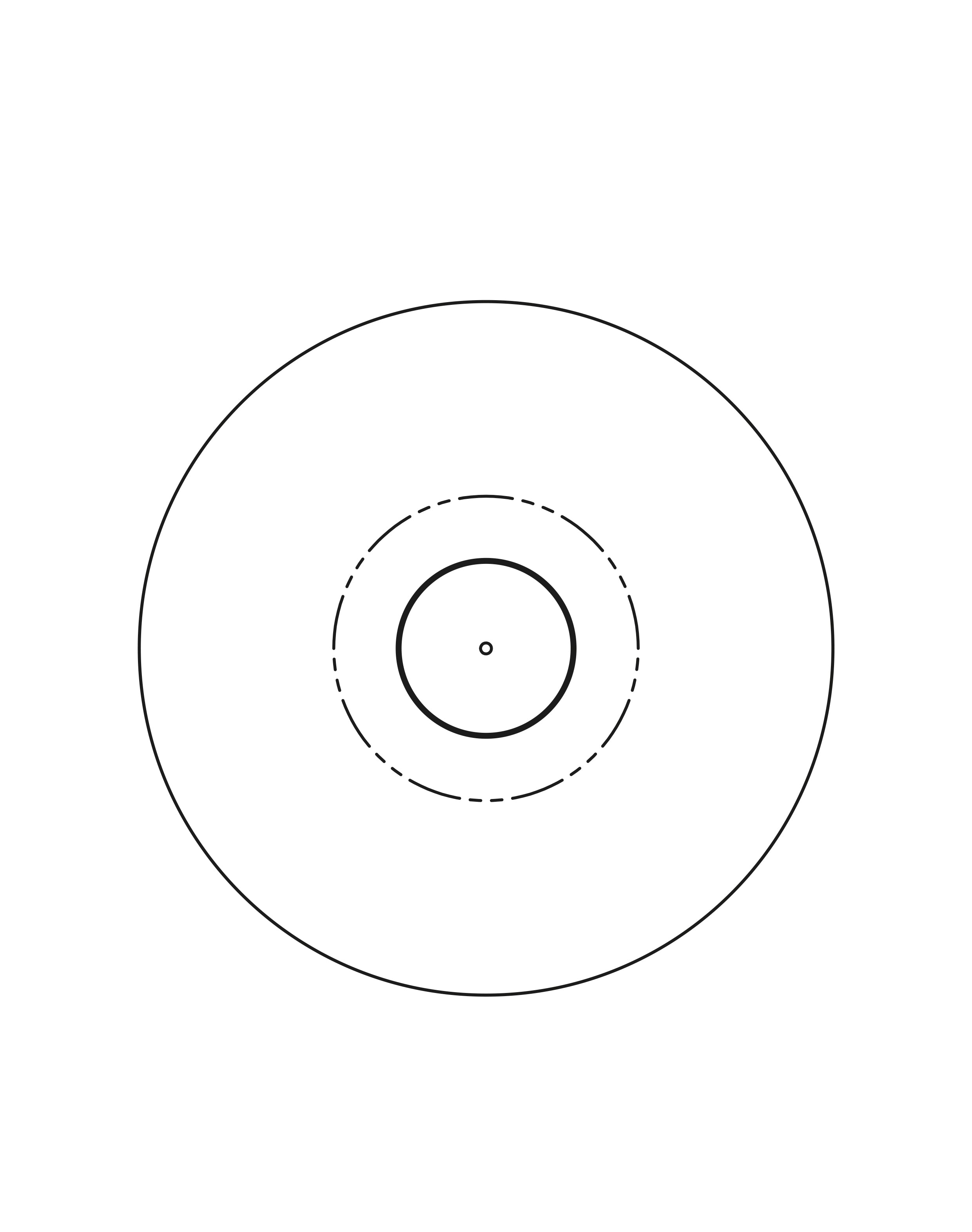 Drawing illustrating the Spin wall lamp from the front, made by HAHA studio.