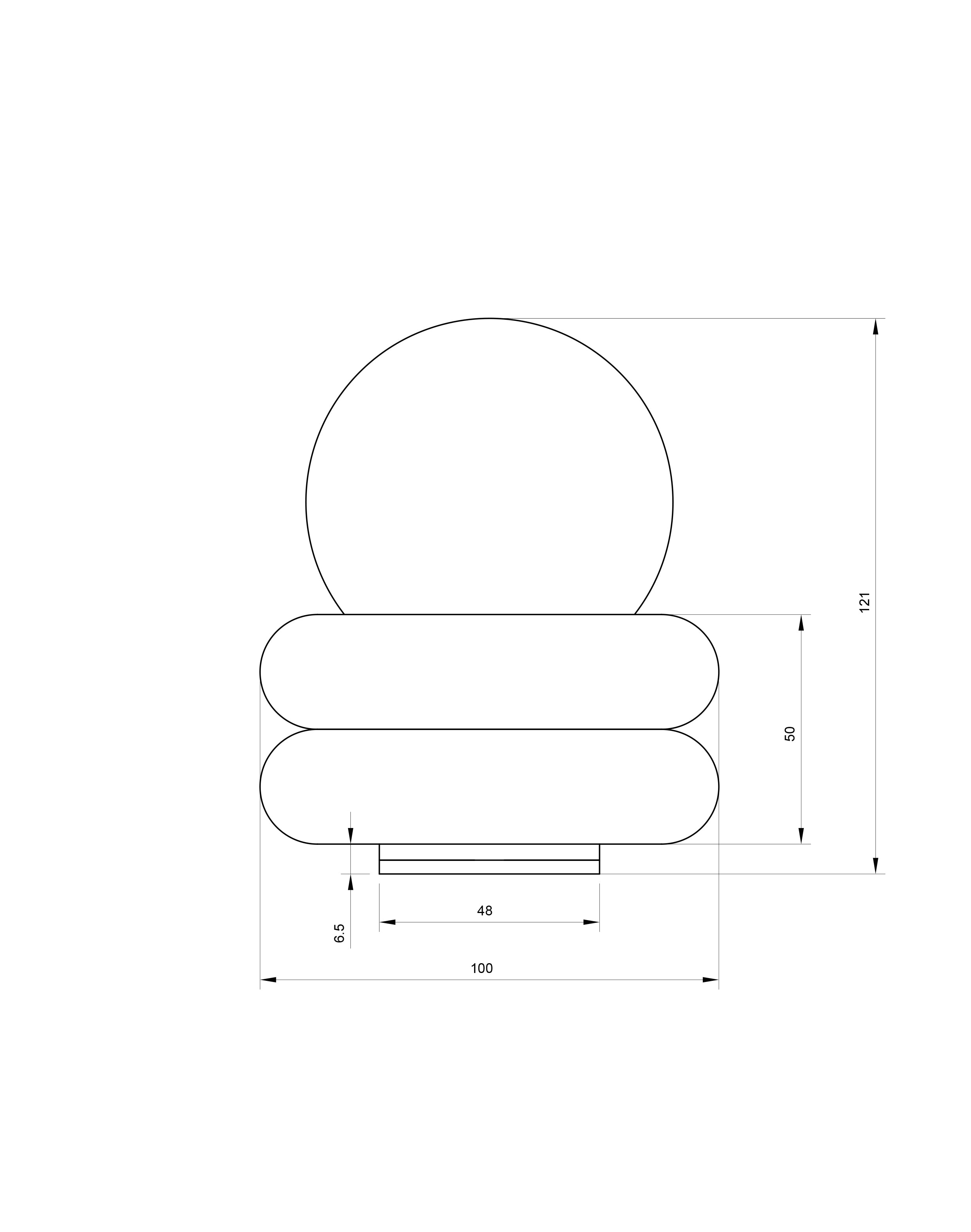 Drawing illustrating the Donut Lamp from the side, made by HAHA studio.